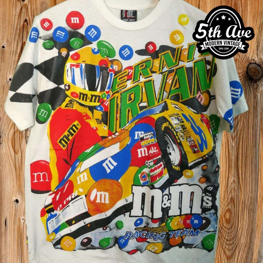 Vintage selling Ernie Irvan 28 All Over Print NASCAR Racing T-Shirt Nutmeg Mills XL USA