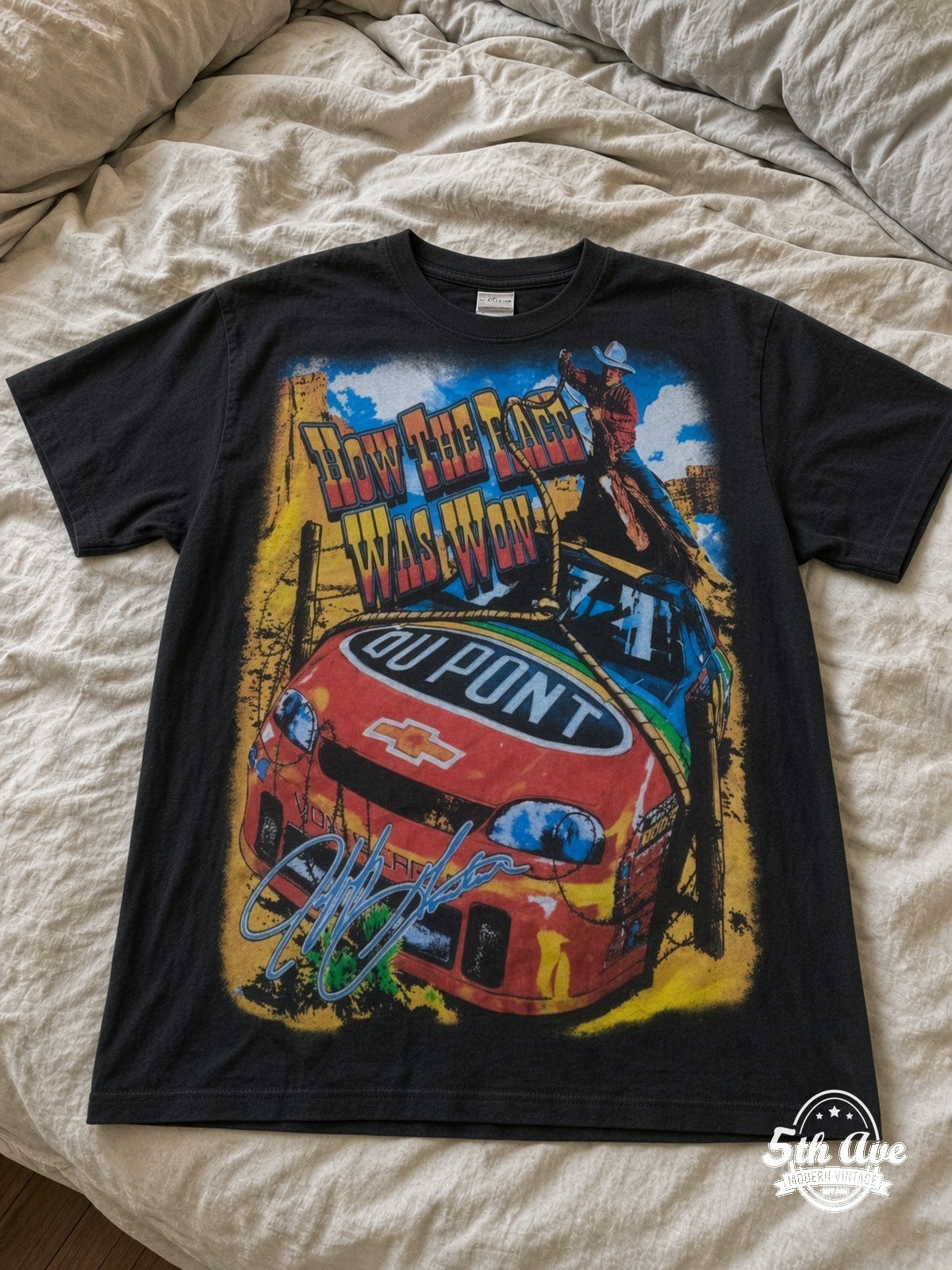 NASCAR Jeff Gordon 24 How The West Was Won vintage tee model wearing