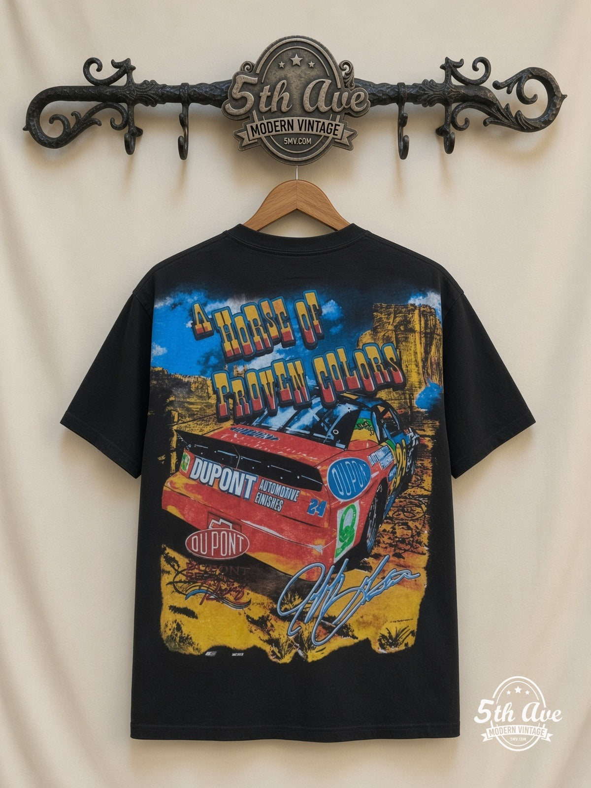 NASCAR Jeff Gordon 24 How The West Was Won all over print vintage tee back on cream 5th Ave rack