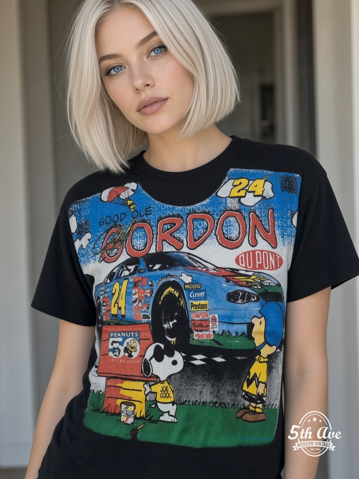 NASCAR Jeff Gordon 24 Good Ol Gordon Peanuts vintage tee model wearing