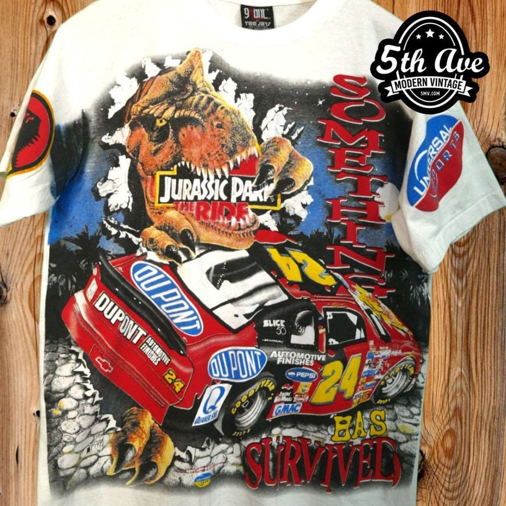 Nascar Jeff Gordon Jurassic Park The Ride - AOP all over print New Vintage  T shirt