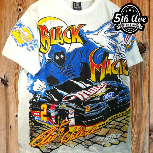 Vintage NASCAR buying Rusty Wallace All Over Print T-shirt Sz XL Flame