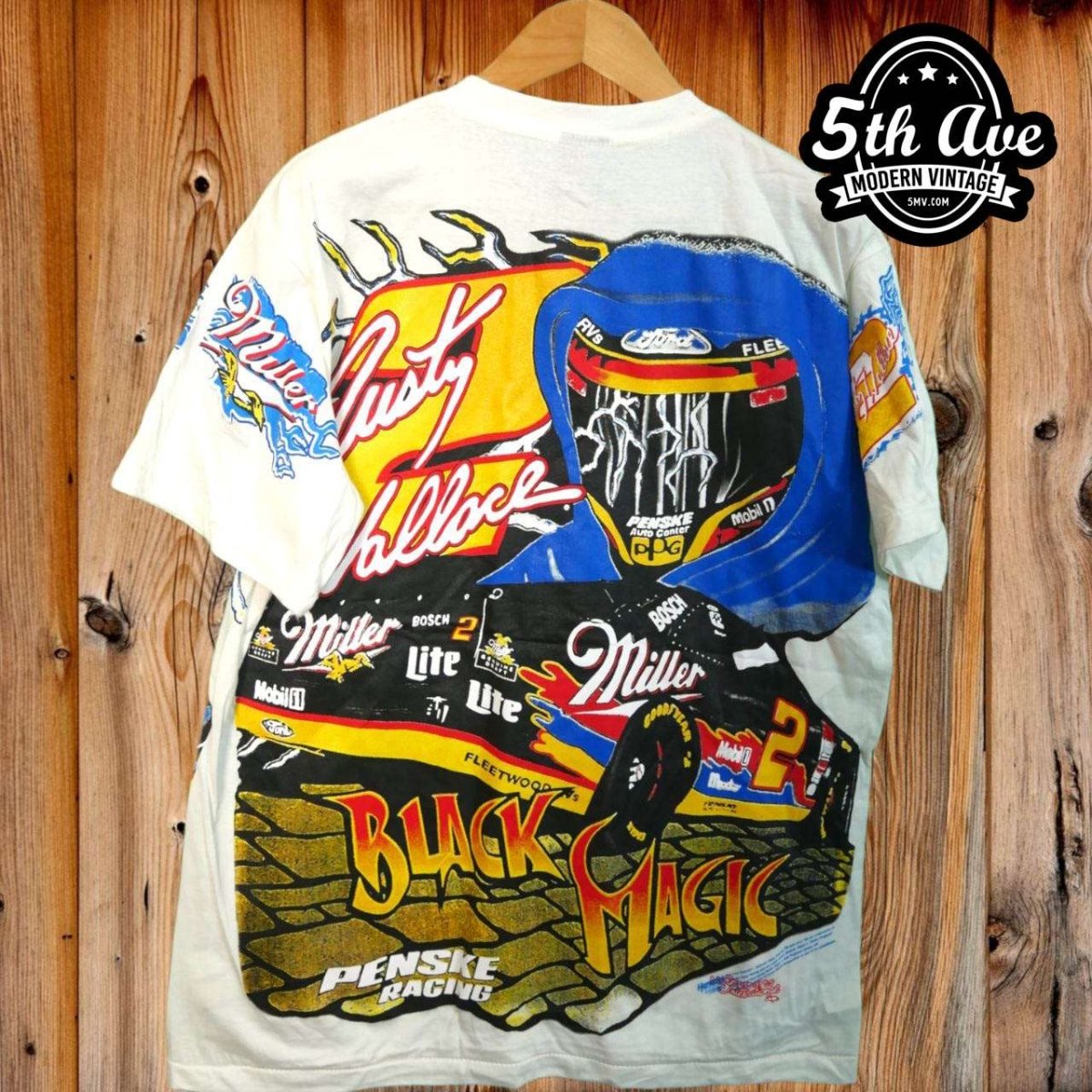 Nascar Rusty Wallace Black Magic - AOP all over print New Vintage T shirt - Vintage Band Shirts