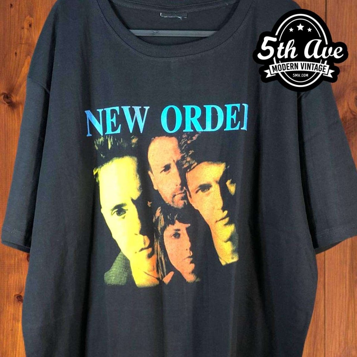 New Order Vibrant Collage T-Shirt: A Captivating Fusion of Music and Artistry - Vintage Band Shirts