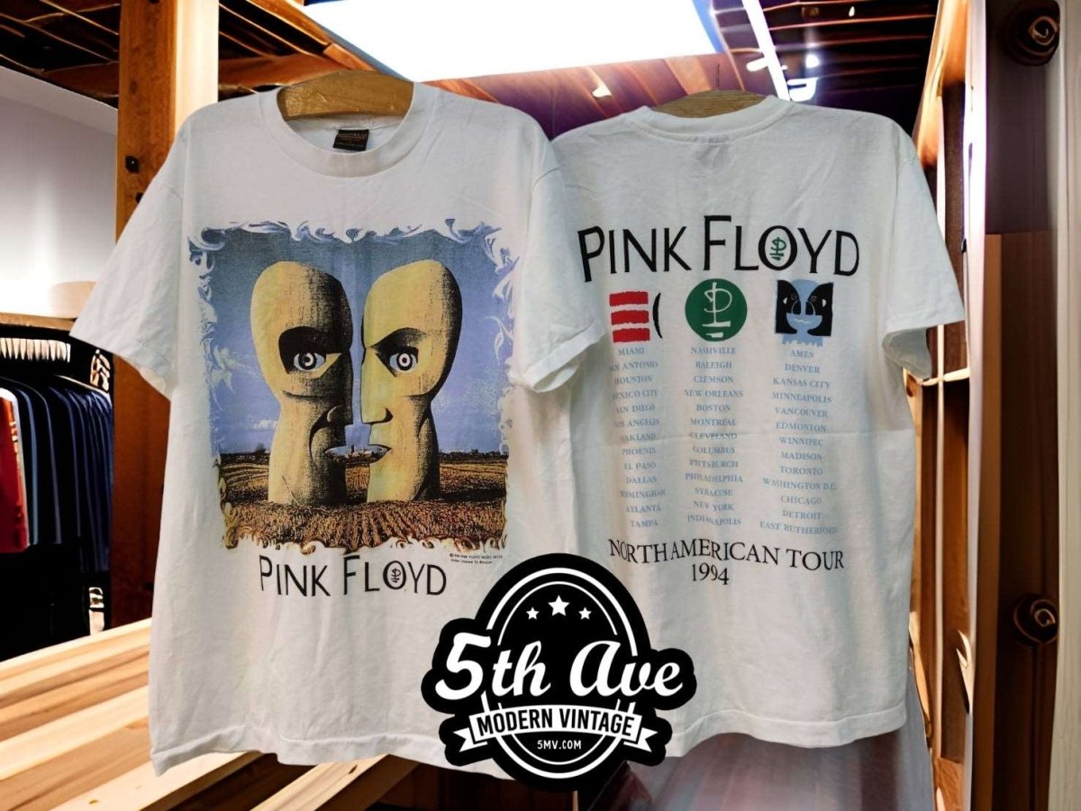 New Vintage 1994 Pink Floyd North America Tour Single Stitch Cotton Crew Neck t shirt - White - Vintage Band Shirts