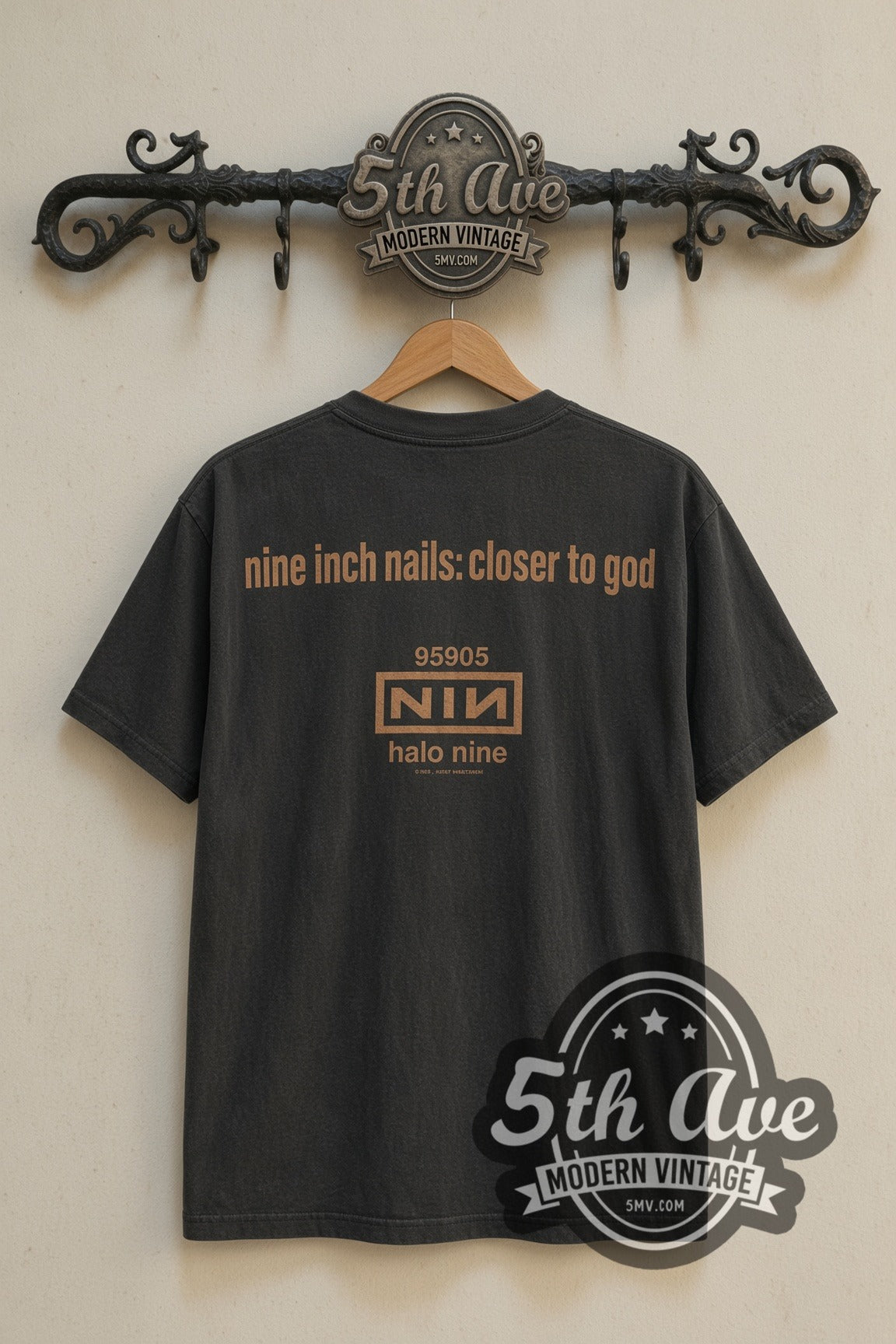 Back print of Nine Inch Nails closer to god halo nine tee on the 5MV rack