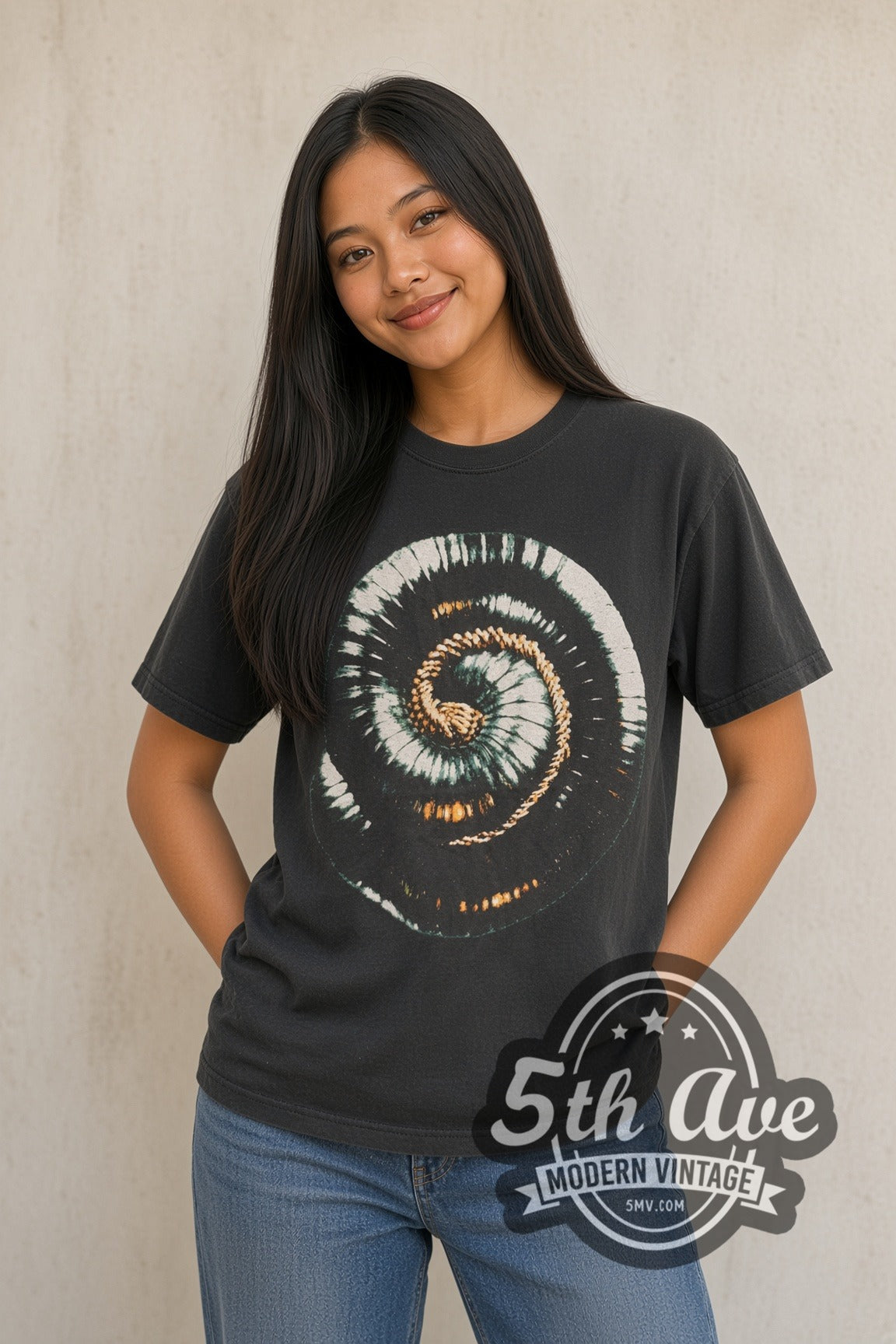 Woman wearing black Nine Inch Nails vintage band t-shirt