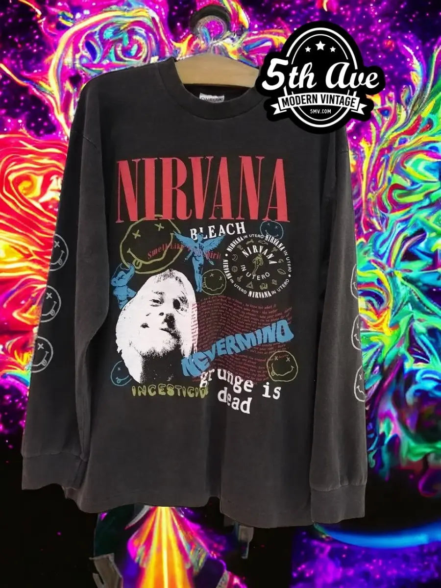 Nirvana album collage T shirt memorial - Vintage Band Shirts