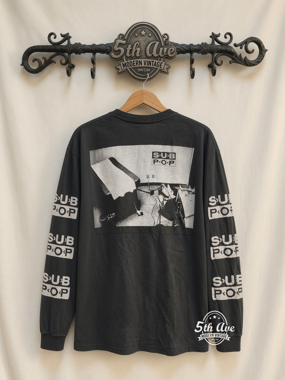 Nirvana Blew Kurt Stage Floor Sub Pop LS vintage t-shirt back on rack