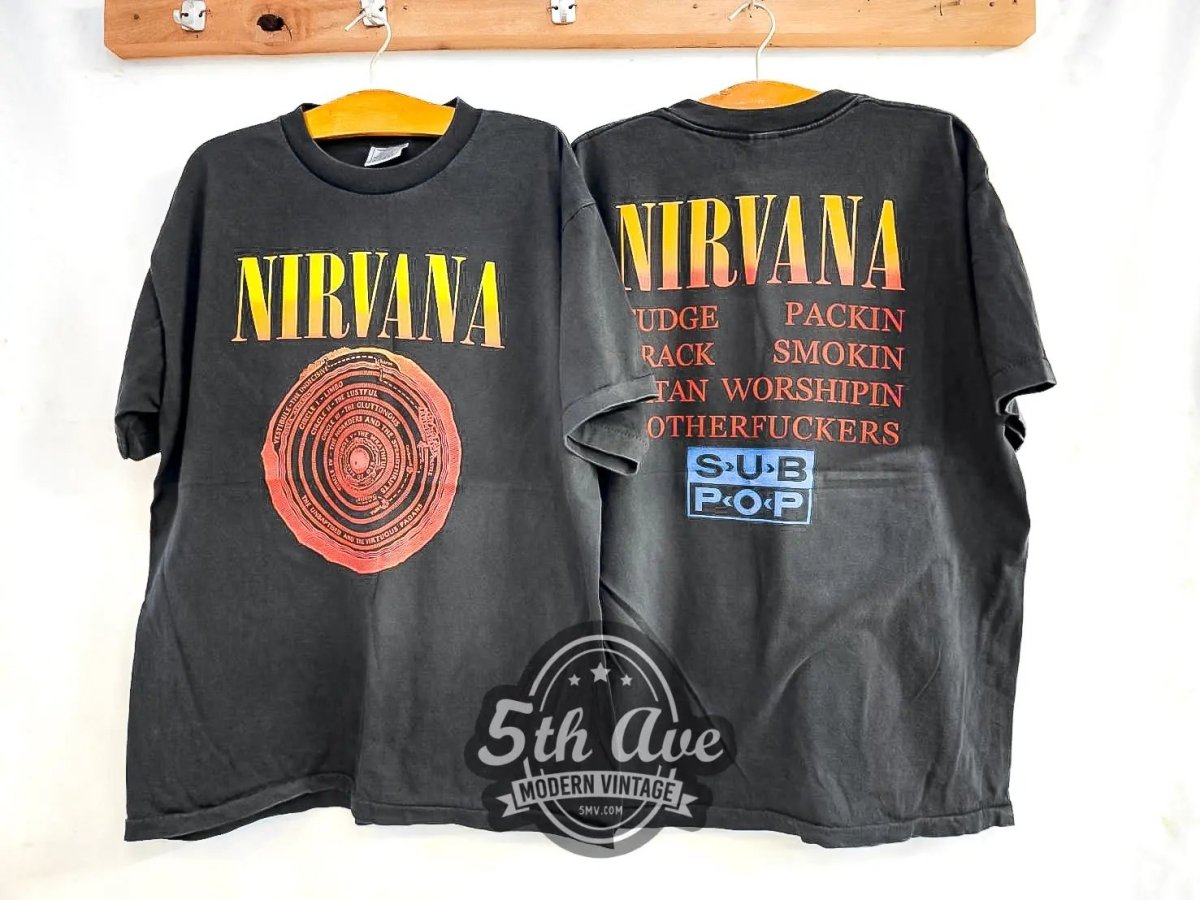 Nirvana Circles of Hell Dante's Inferno "Fudge Packin, Crack Smokin, Satan Worshippin, Motherfuckers" - Vintage Reprint Band T-Shirt - Vintage Band Shirts