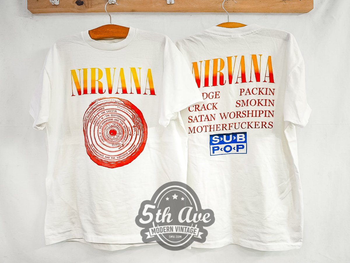 Nirvana 'Circles of Hell' Dante's Inferno [Fudge Packin, Crack Smokin, Satan Worshippin, Motherfuckers] - Vintage Reprint Band T-Shirt - Vintage Band Shirts