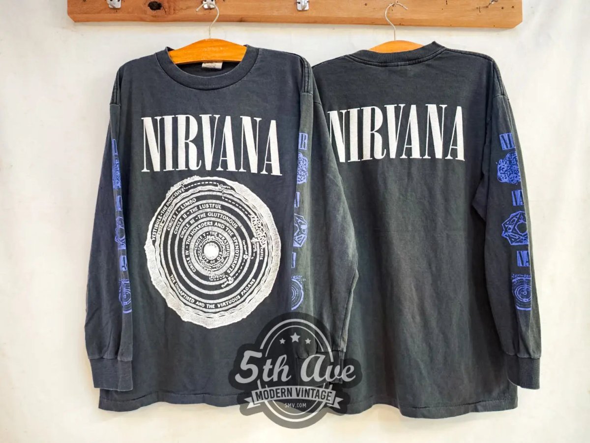 Nirvana Circles of Hell Dante's Inferno - New Vintage Band Long Sleeve T shirt - Vintage Band Shirts