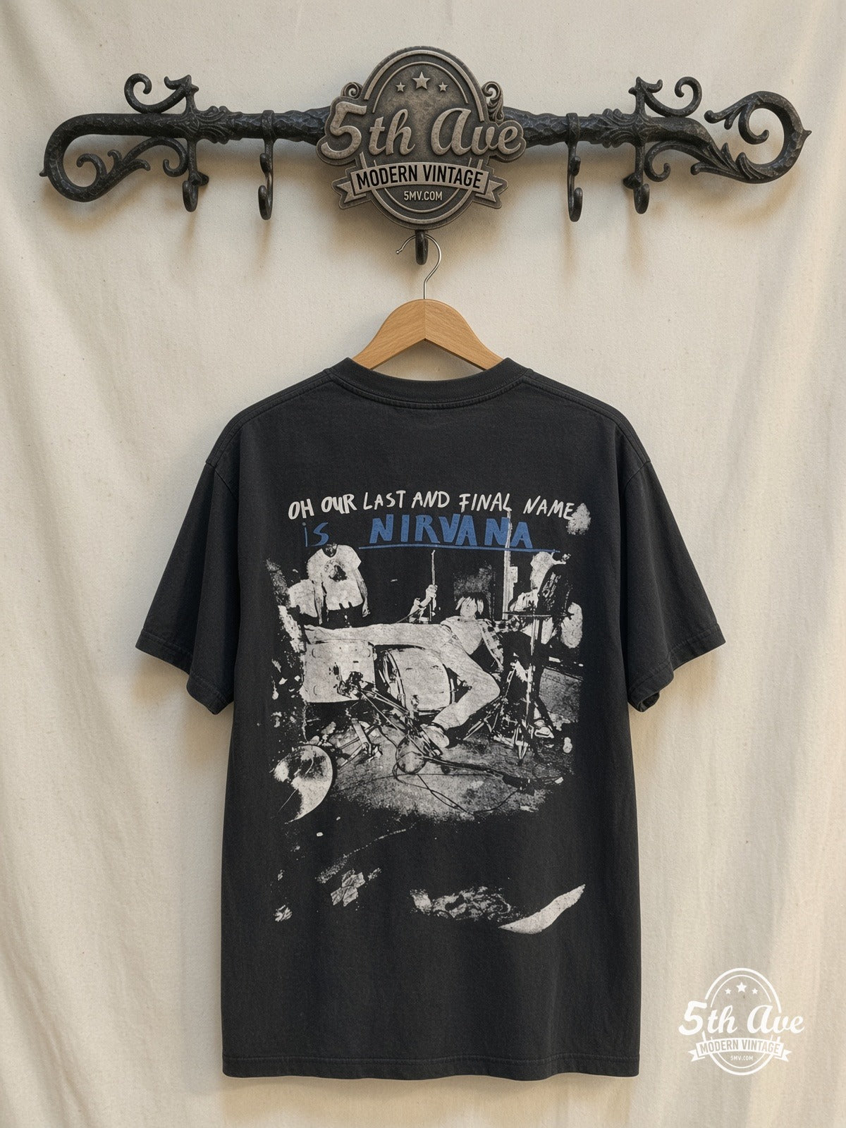 Nirvana Dumb Oh Our Last and Final Name vintage t-shirt back on rack