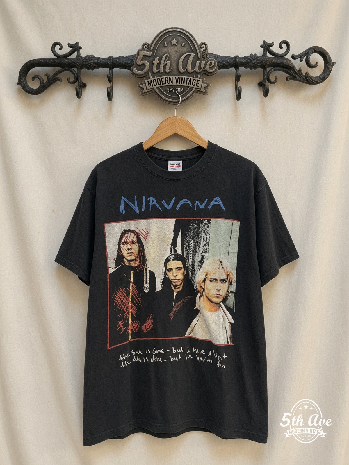 Nirvana Dumb Oh Our Last and Final Name vintage band t-shirt on rack