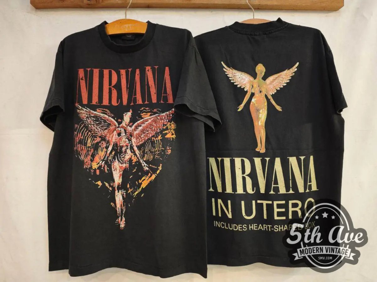 Nirvana In Utero Includes Heart Shaped Box - New Vintage Band T shirt - Vintage Band Shirts