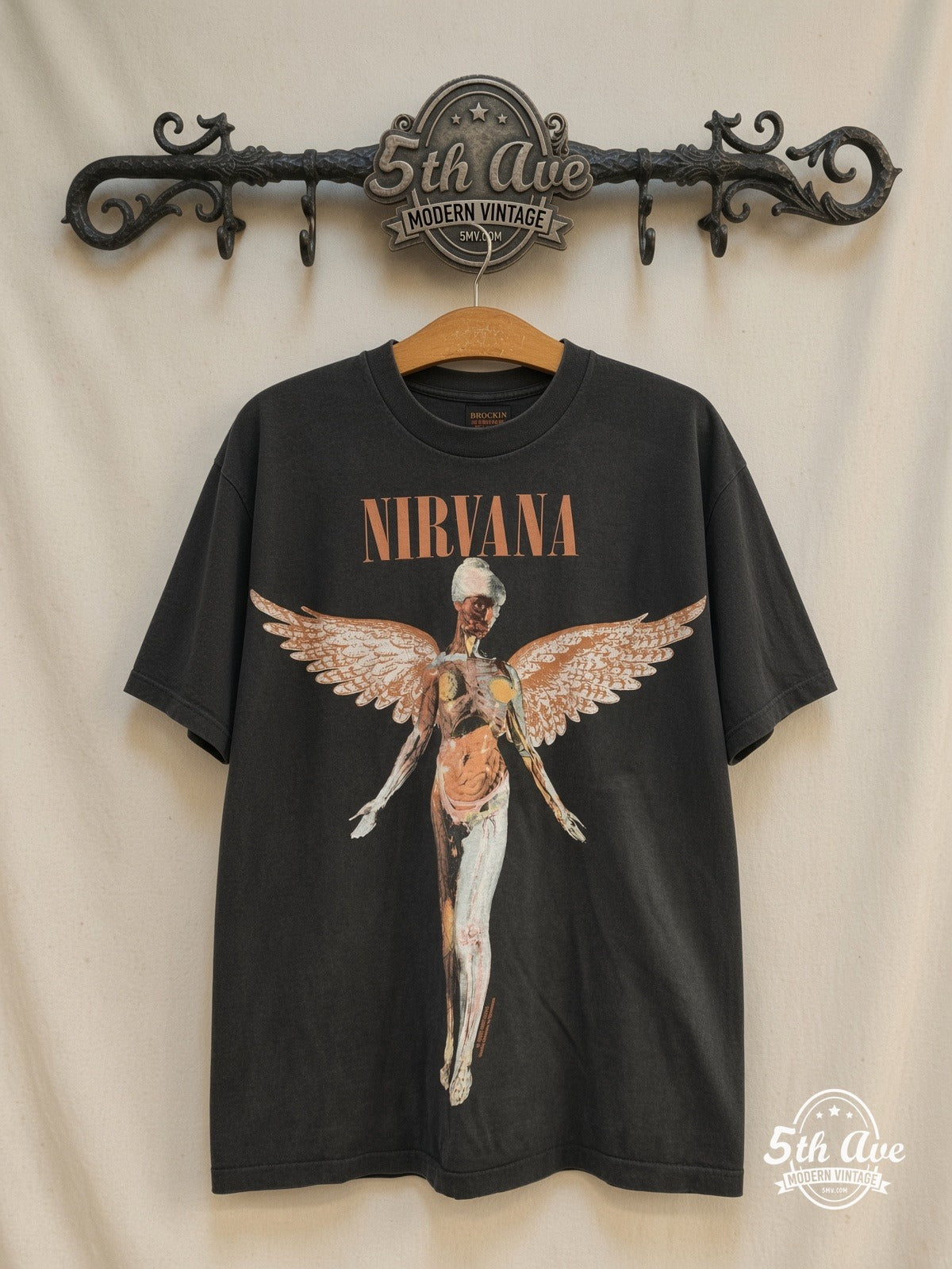 Nirvana In Utero Anatomical Angel vintage band t-shirt on rack