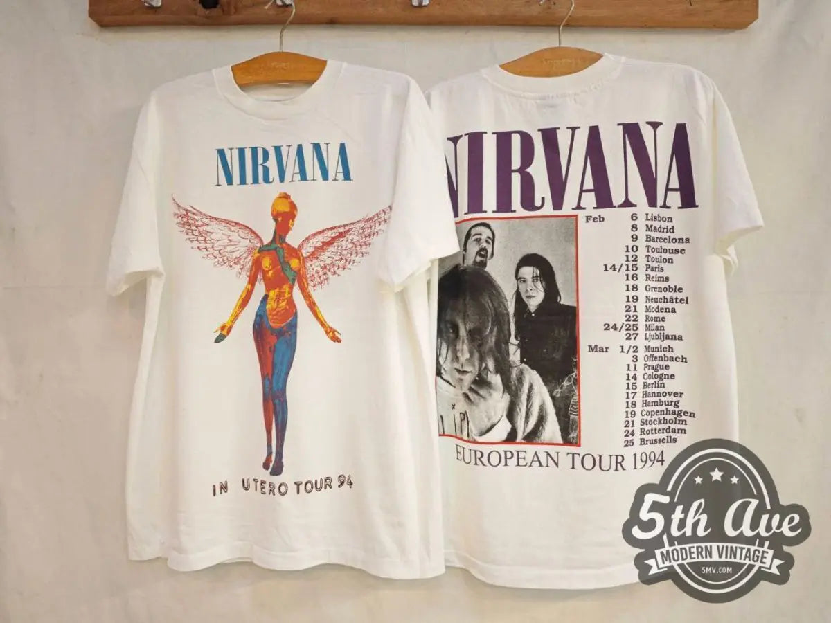 Nirvana In Utero Tour 1994 - New Vintage Band T shirt - Vintage Band Shirts