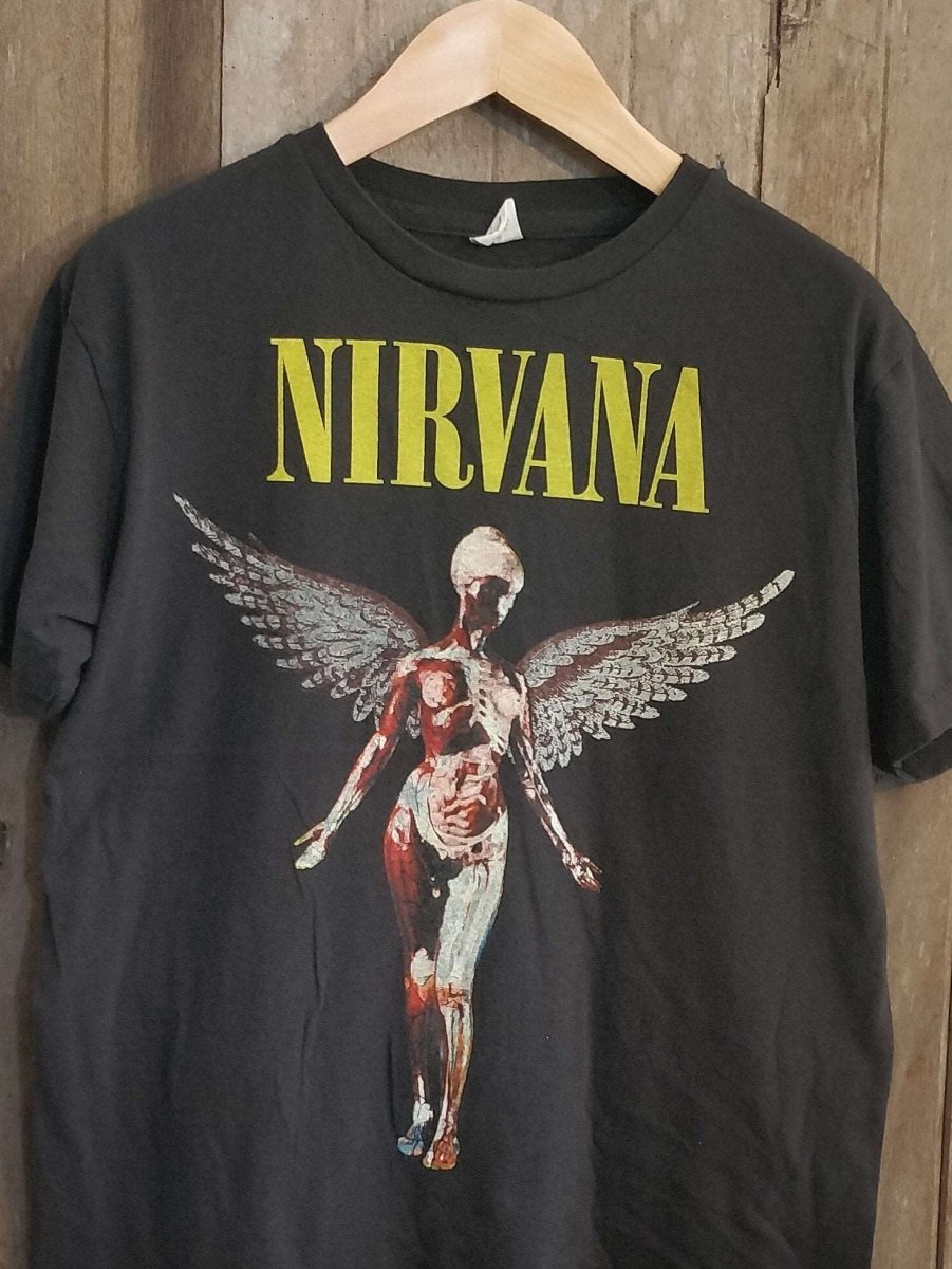 Nirvana Band Vintage deals Graphic HIS Short Sleeve Black T-shirt Mens Size Large