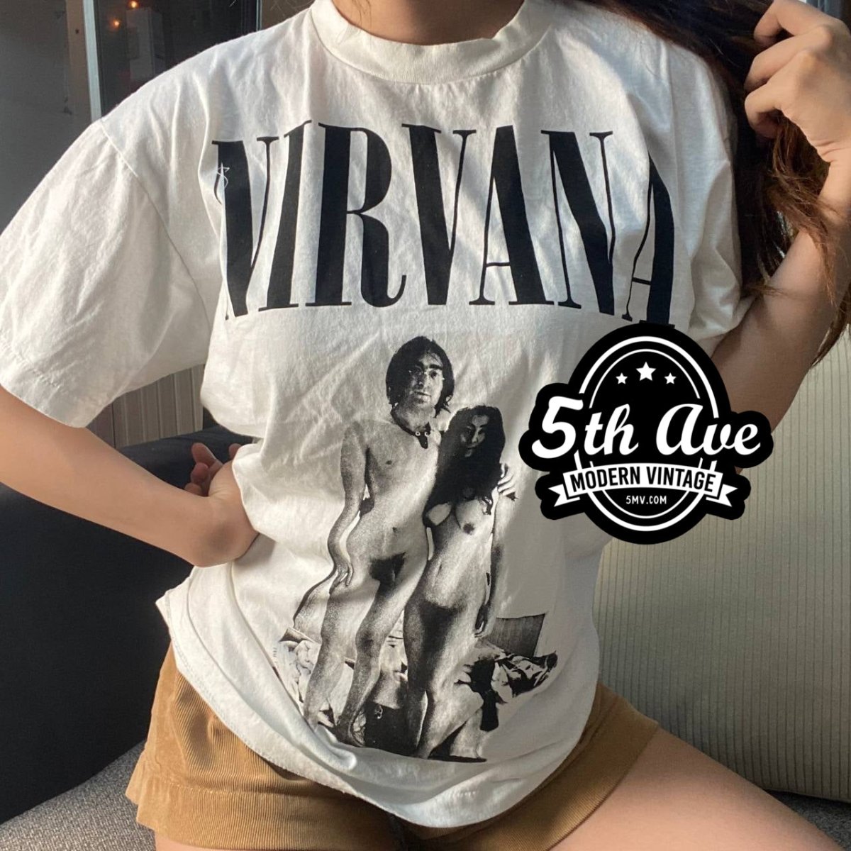 Nirvana John & Yoko single stitched T shirt - Vintage Band