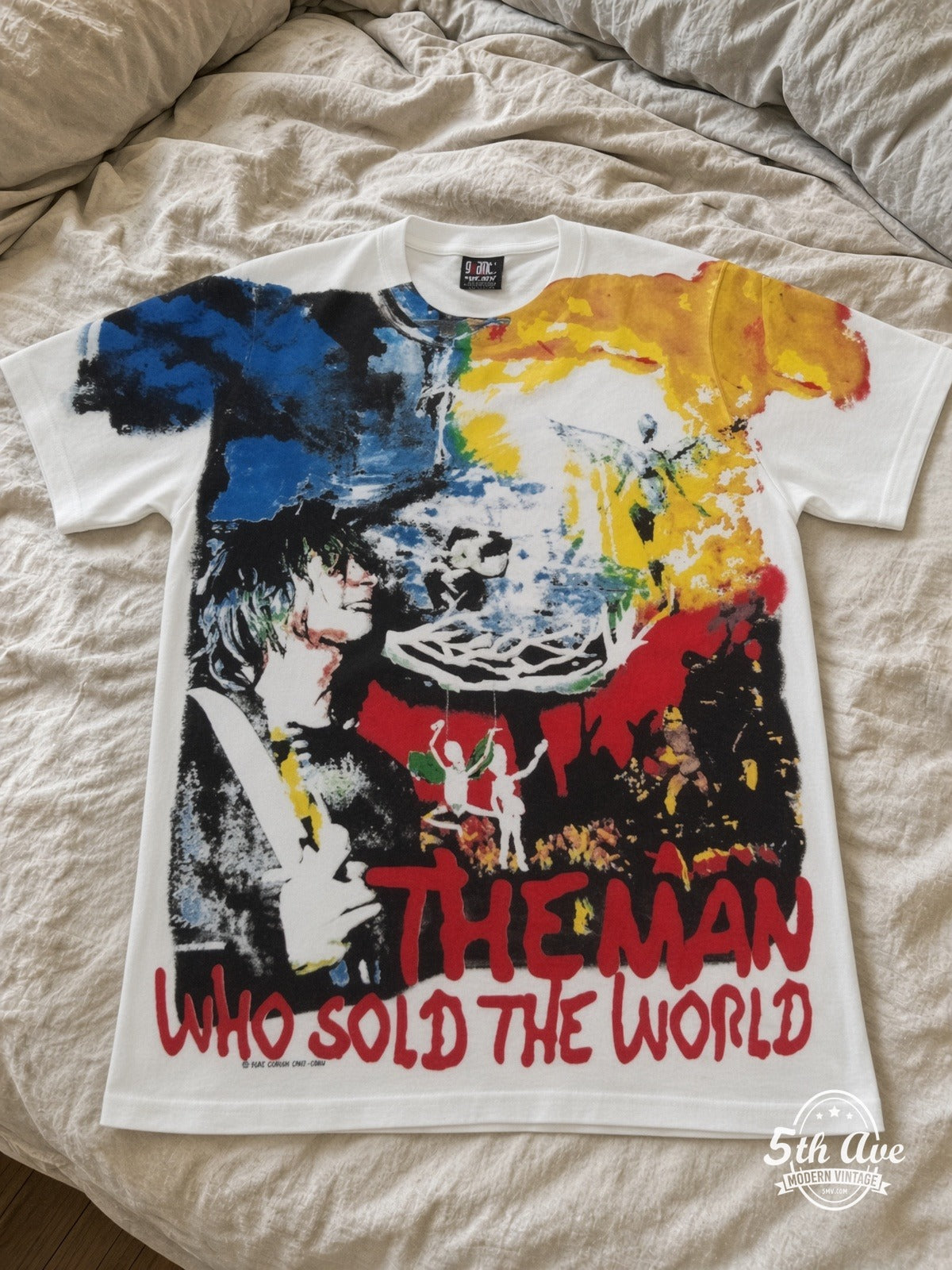 Nirvana Man Who Sold The World Black all over print vintage tee back on cream 5th Ave rack