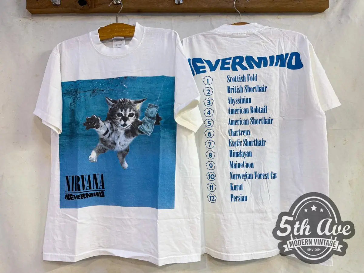 Nirvana Nevermind Kitten Parody with Cat Breeds - New Vintage Band T shirt - Vintage Band Shirts