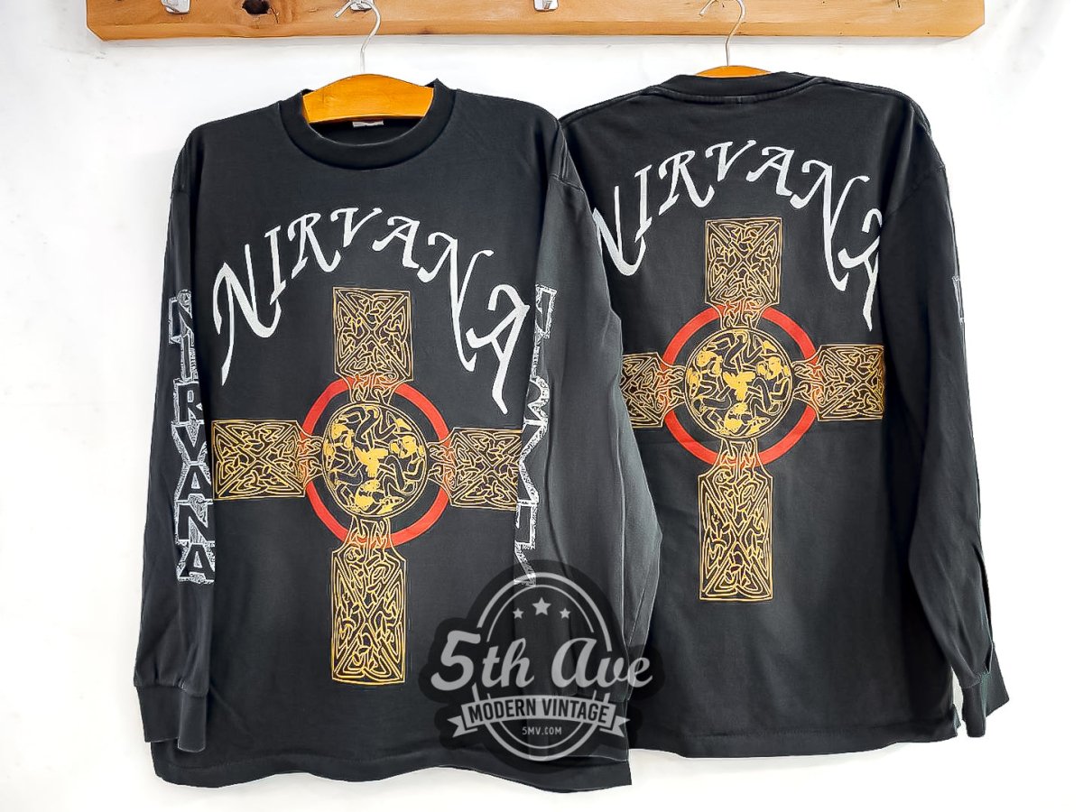 Nirvana 'Pagan Cross' 1991 - Long Sleeve Vintage Reprint Band T-Shirt - Vintage Band Shirts