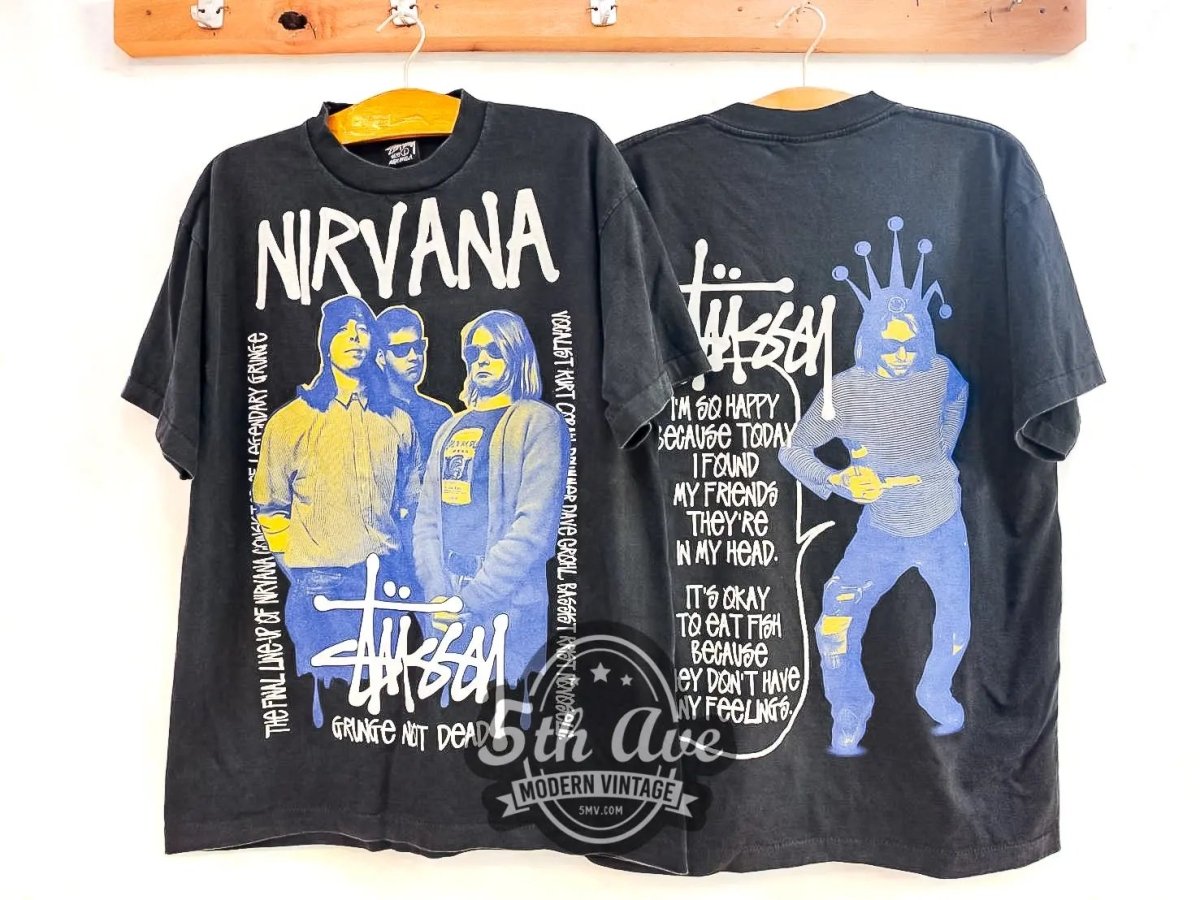 Nirvana Stussy Grunge Not Dead - Vintage Reprint Band T-Shirt - Vintage Band Shirts