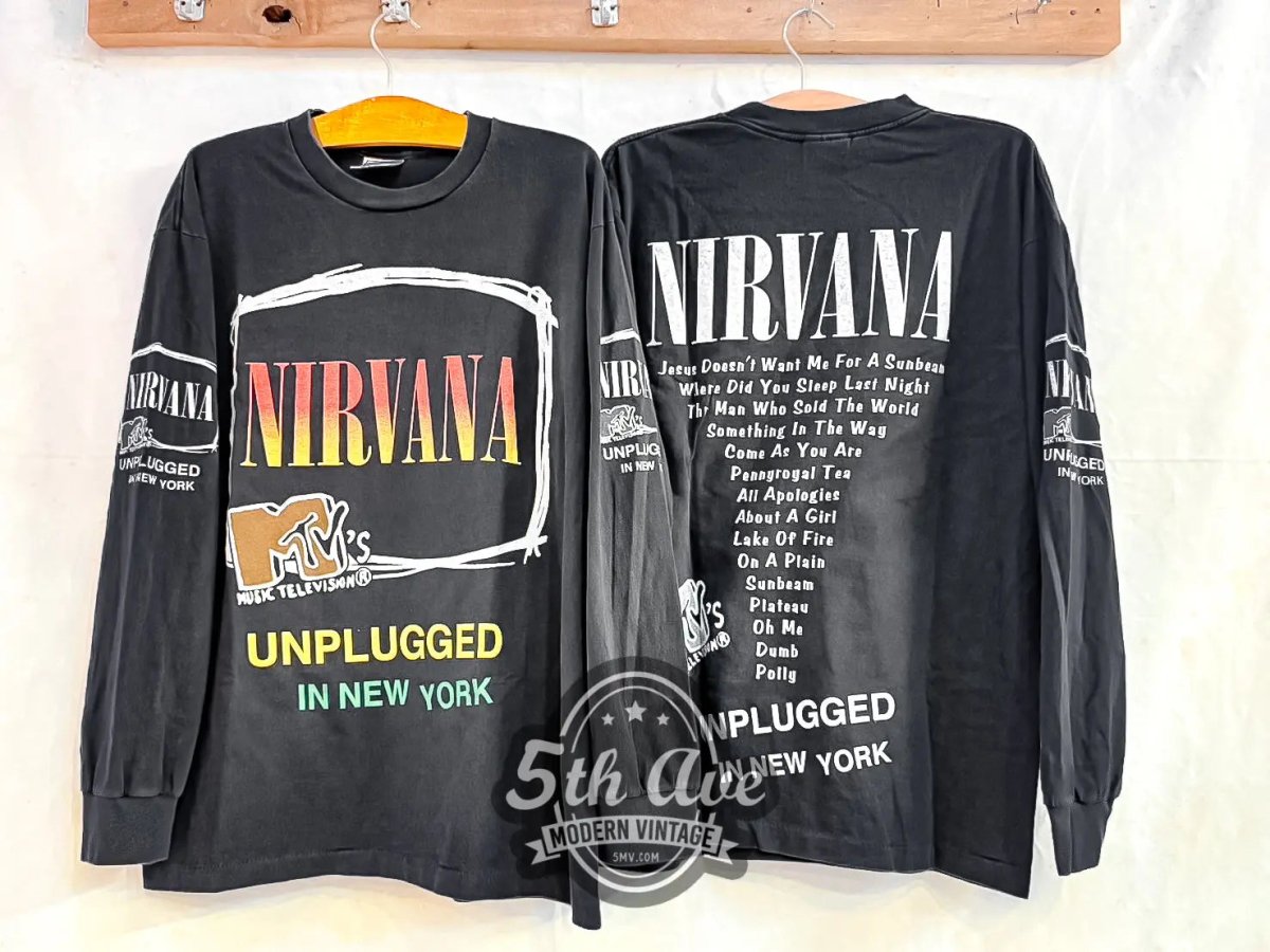 Nirvana Unplugged in New York - Vintage Reprint Band Long Sleeve T-Shirt - Vintage Band Shirts