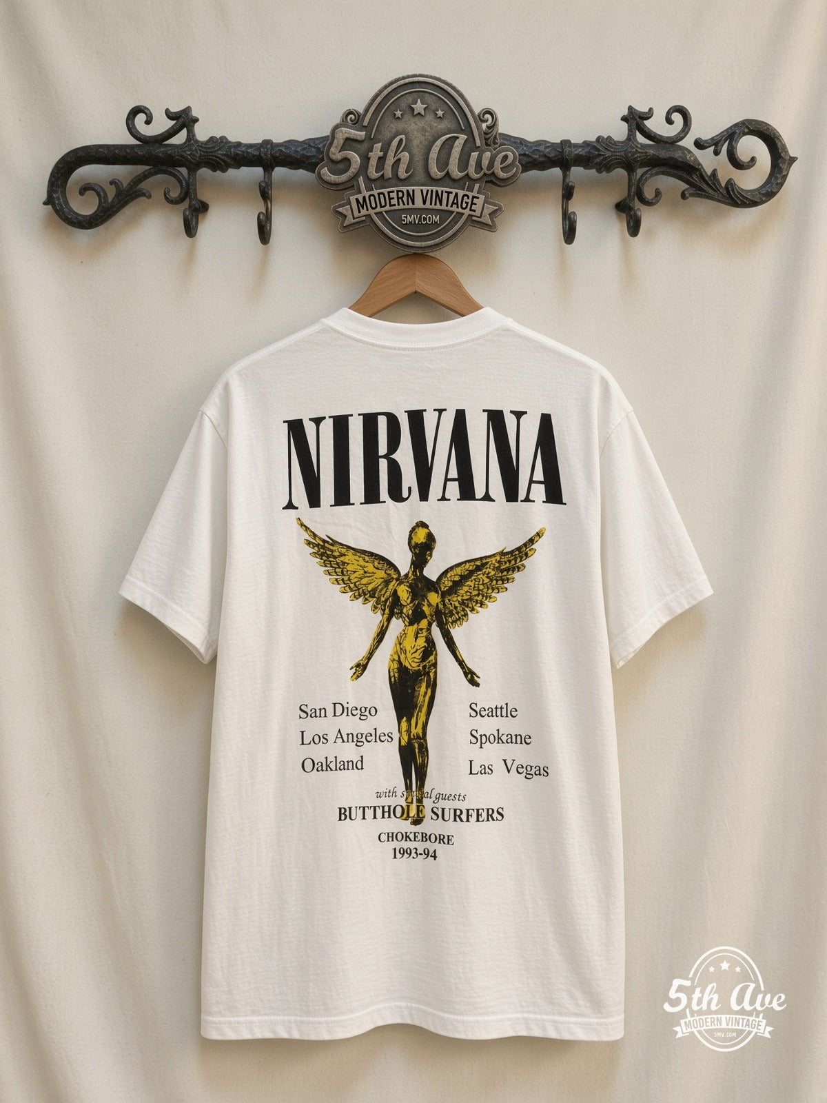Nirvana Butthole Surfers Chokebore 1993-94 vintage t-shirt back on rack