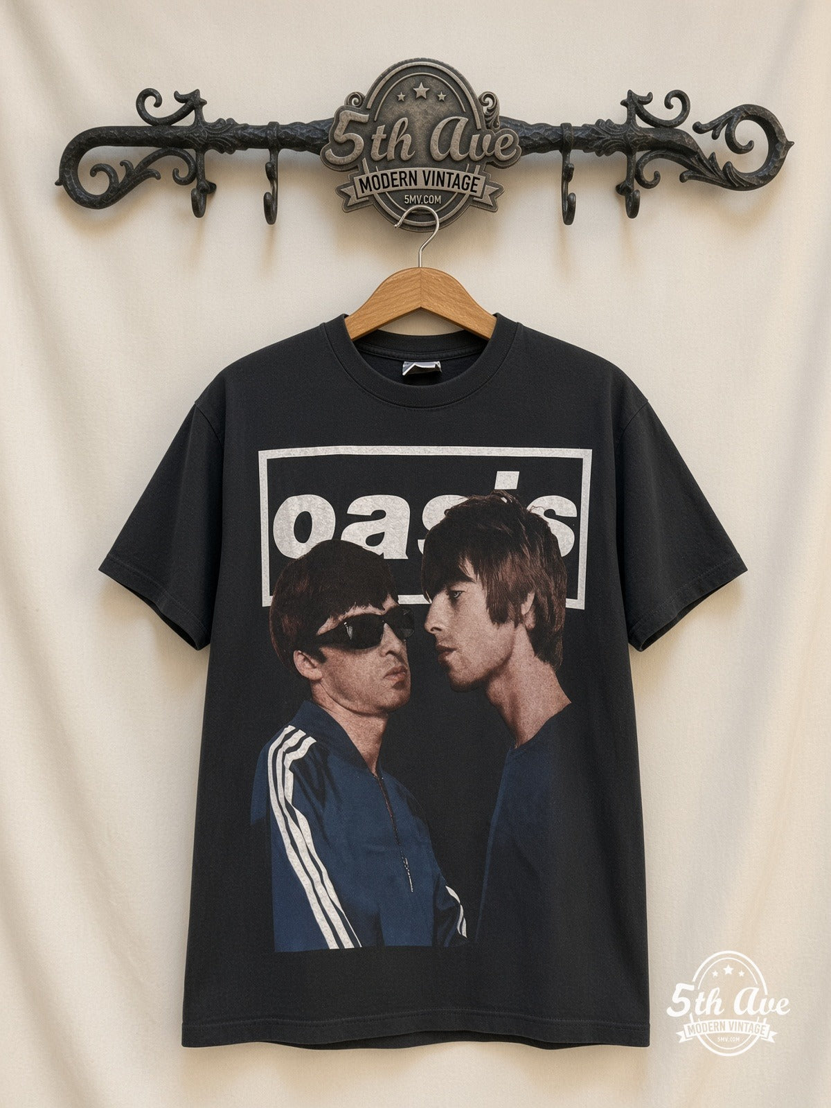 Oasis 1991-2009 Gallagher Portraits vintage band t-shirt on rack