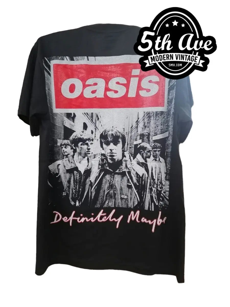 Oasis – Definitely Maybe – Vintage Band T-Shirt — black tee reverse print
