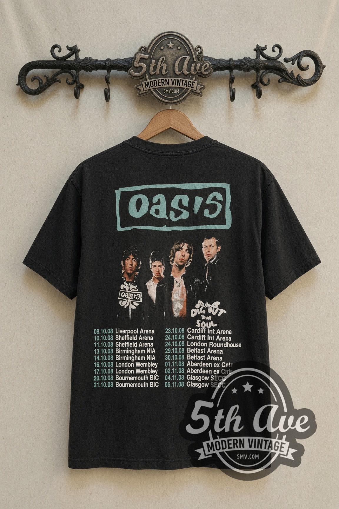 Back print of Oasis Dig Out Your Soul UK Tour 2008 tee on 5th Ave rack