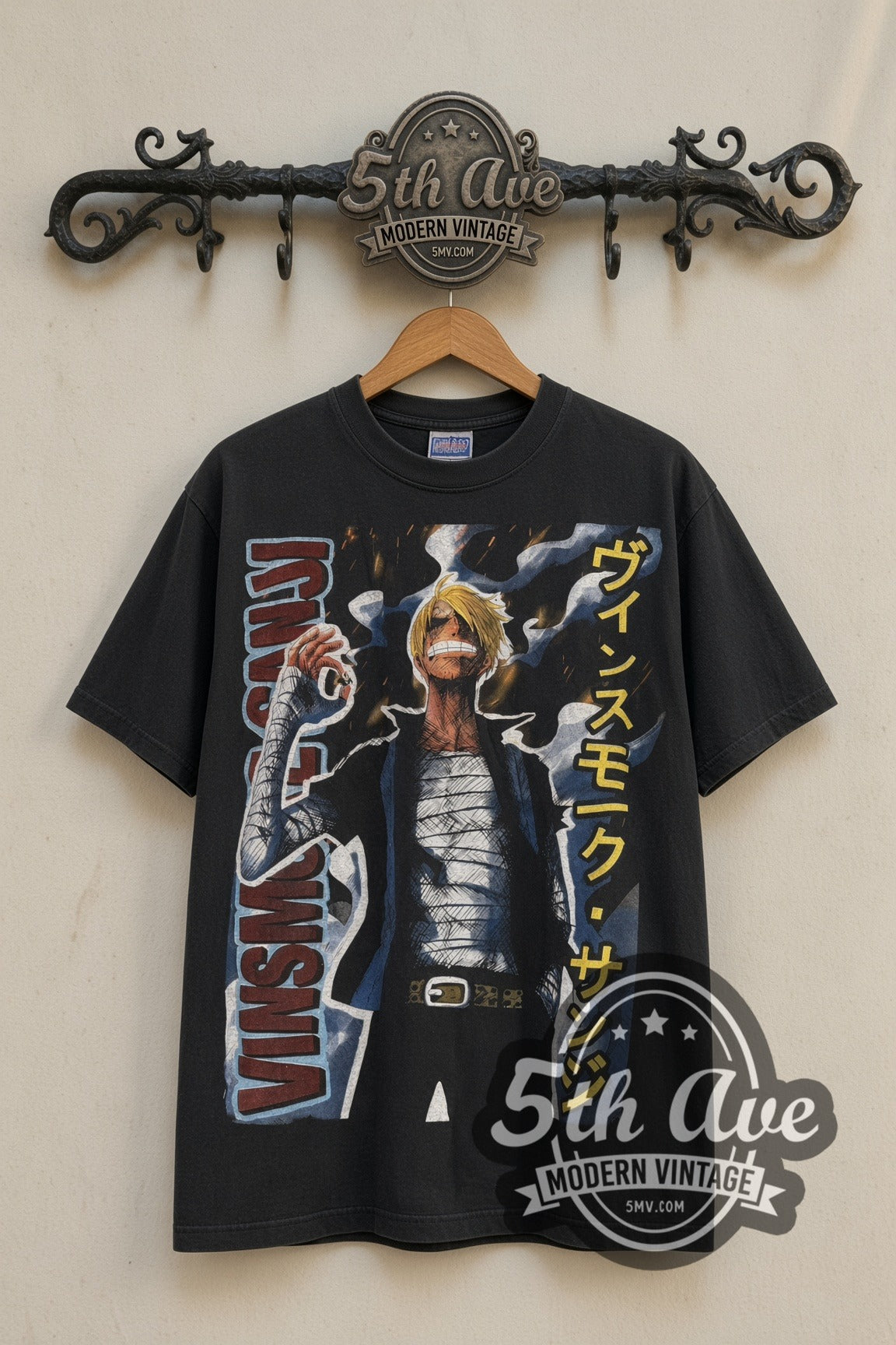 One Piece Vinsmoke Sanji anime tee front on the 5MV rack