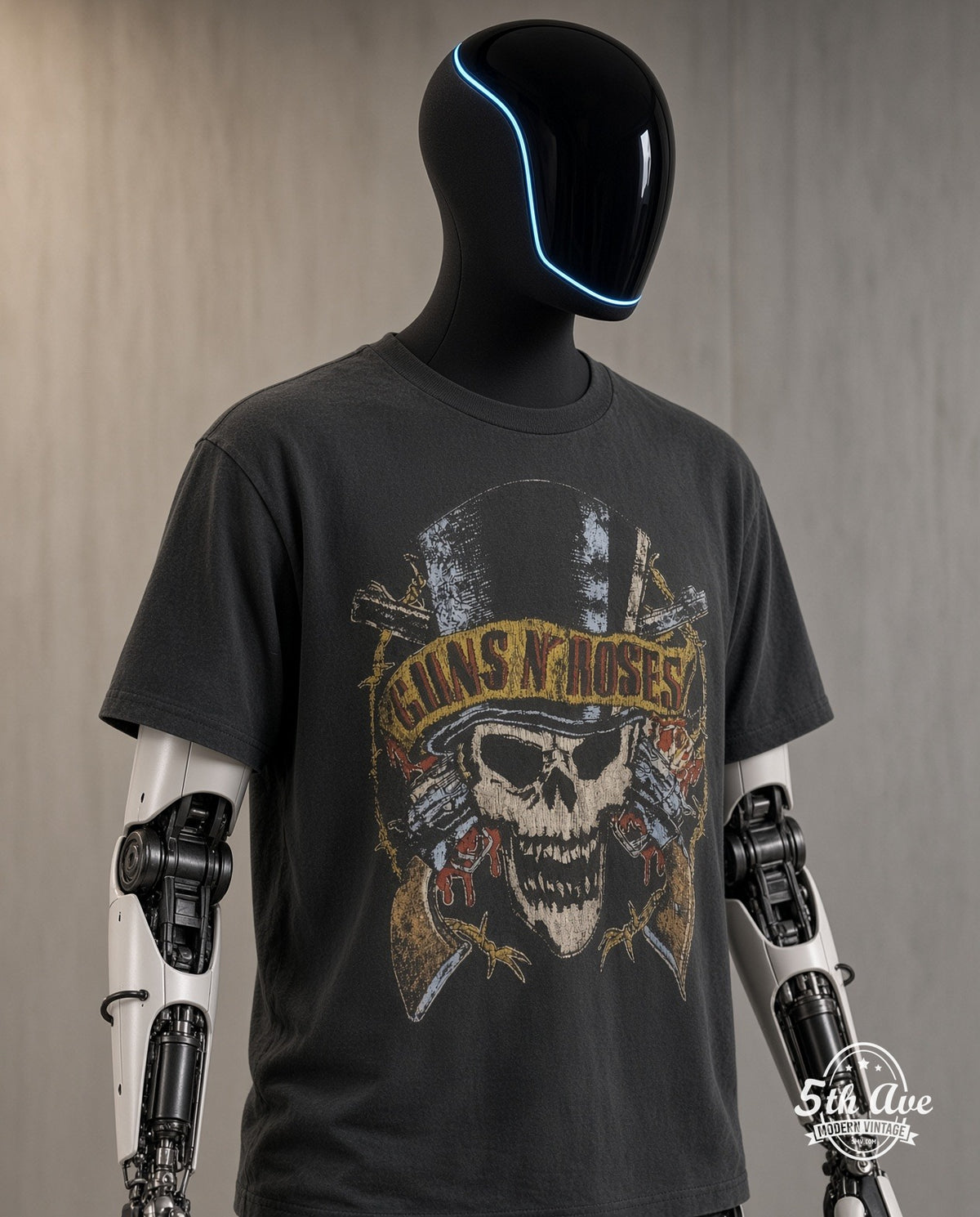 Optimus Gen-2 wearing Guns N' Roses 1989 North American Tour skull-in-tophat tee