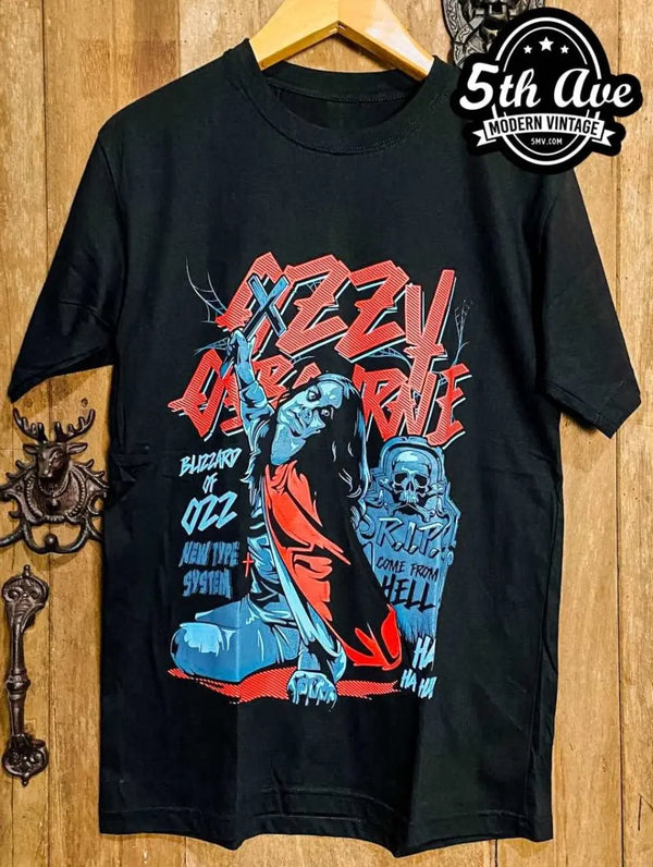 The Osbournes Tシャツ ヴィンテージ バンド ozzy Ozzy Osbourne Blizzard of Ozz - New Vintage Band T shirt