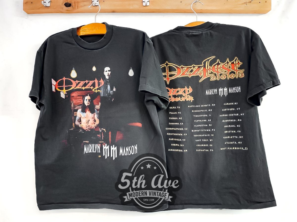 Ozzy Osbourne X Marilyn Manson 'Ozzfest' 2003 - Vintage Reprint Band T-Shirt - Vintage Band Shirts