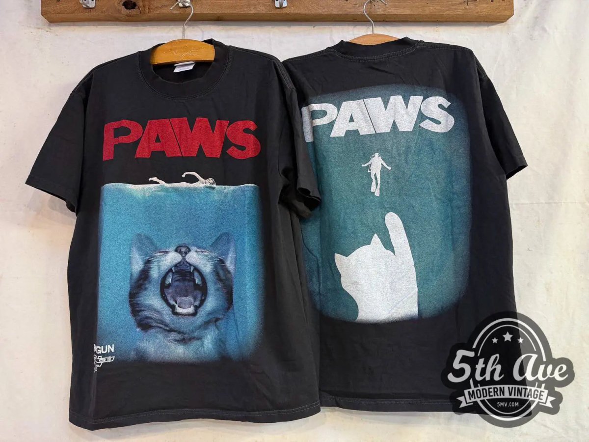Paws Raygun Jaws parody - New Vintage Movie T shirt - Vintage Band Shirts