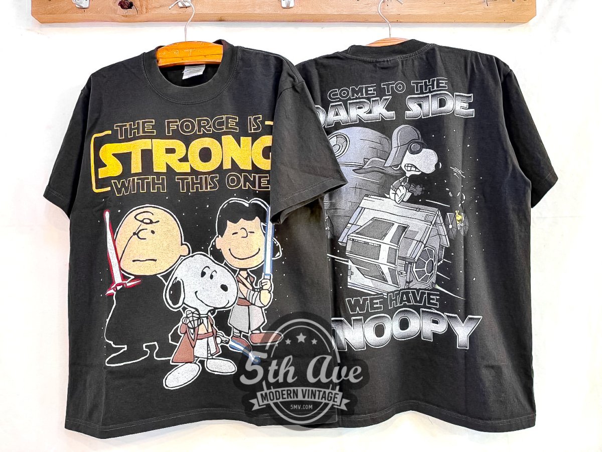 Peanuts x Star Wars 'Come To The Dark Side We have Snoopy' - Vintage Reprint Animation T-Shirt - Vintage Band Shirts