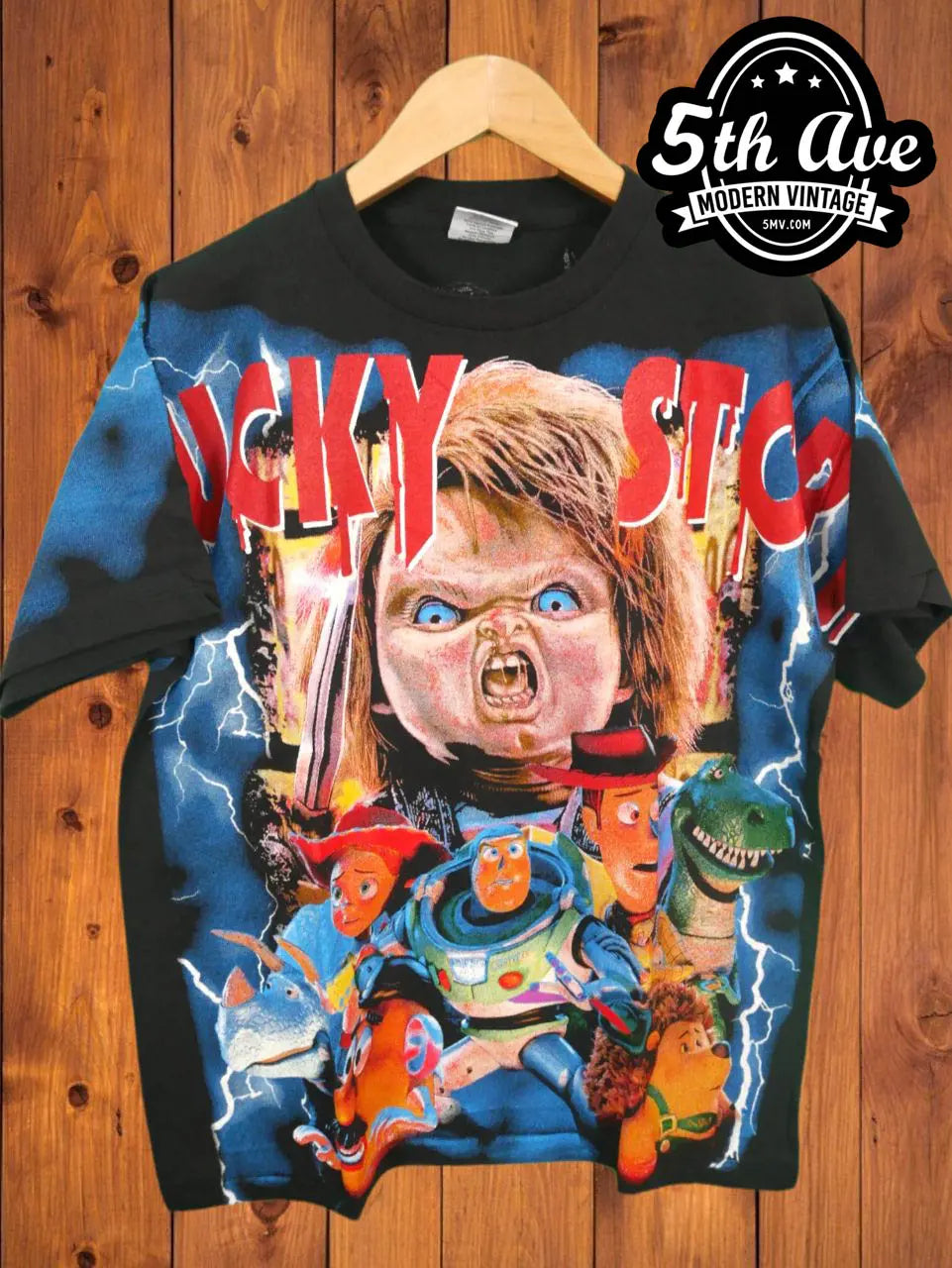 Chucky Story - AOP all over print New Vintage Movie T-Shirt vintage band t-shirt on rack