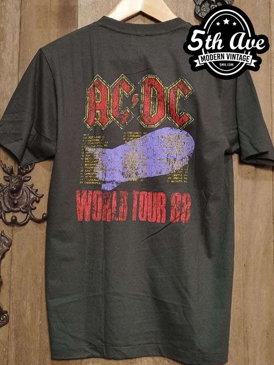 AC/DC 1988 World Tour: Unleash the Power of Rock with this Single Stitch Short Sleeve t shirt - Vintage Band Shirts