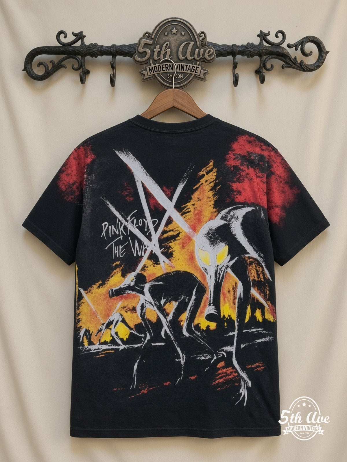 Pink Floyd The Wall Hammers all over print vintage tee back on cream 5th Ave rack