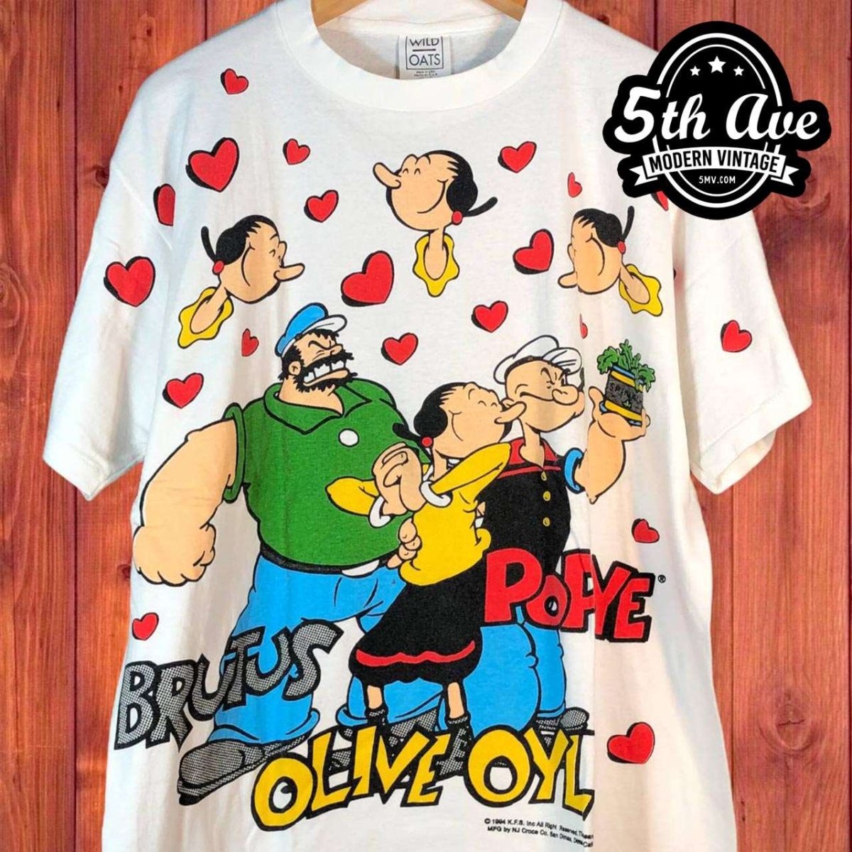 Popeye Vintage Distressed Group With Logo T-Shirt Popeye Vintage Distressed Group With Logo T-Shirt