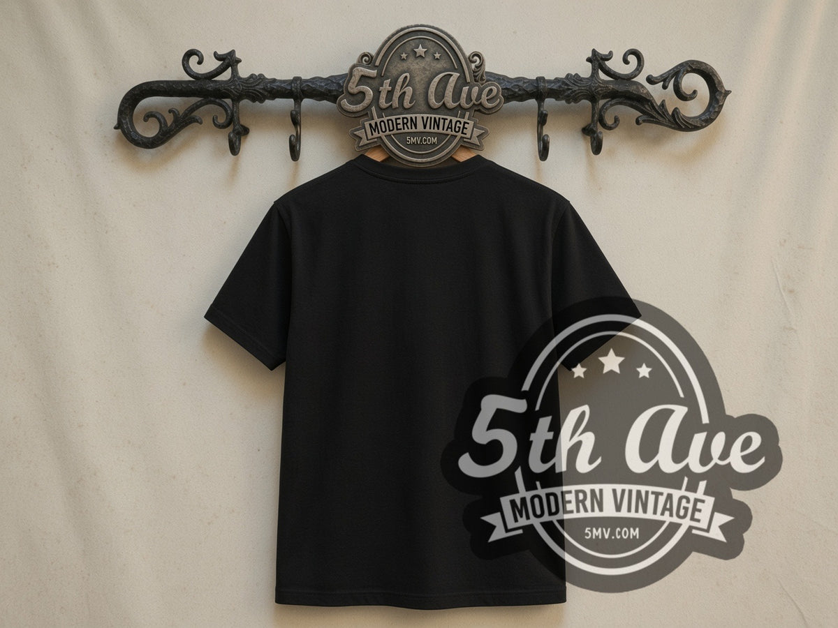 Plain black back of PUBG Helmeted Player double stitched tee on rack