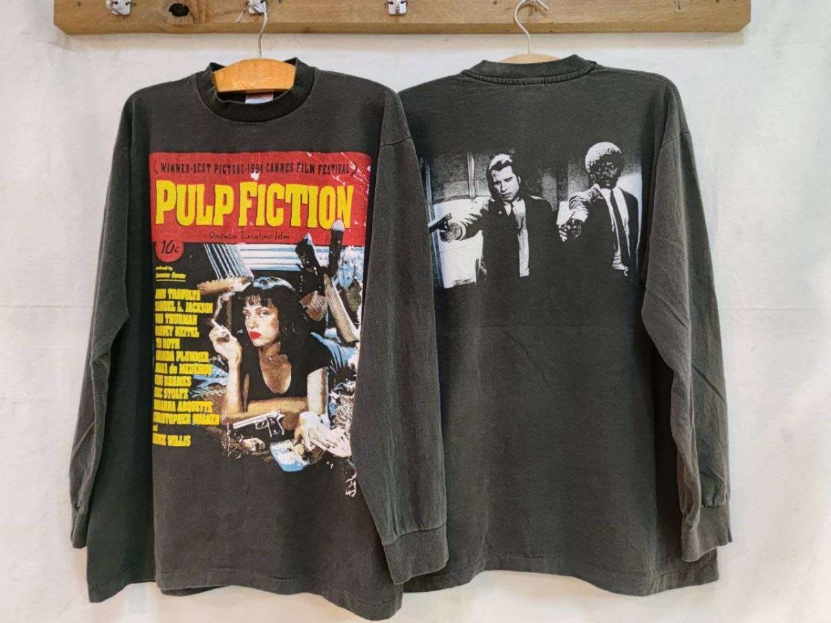 Pulp Fiction Long Sleeve T-Shirt with Iconic Movie Artwork - Vintage Band Shirts