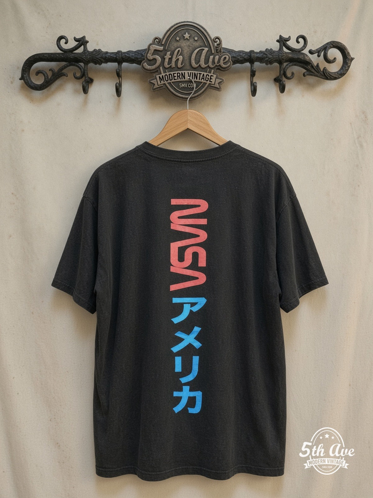 NASA – Vintage Graphic Tee — back on locked cream ornate 5th Ave rack