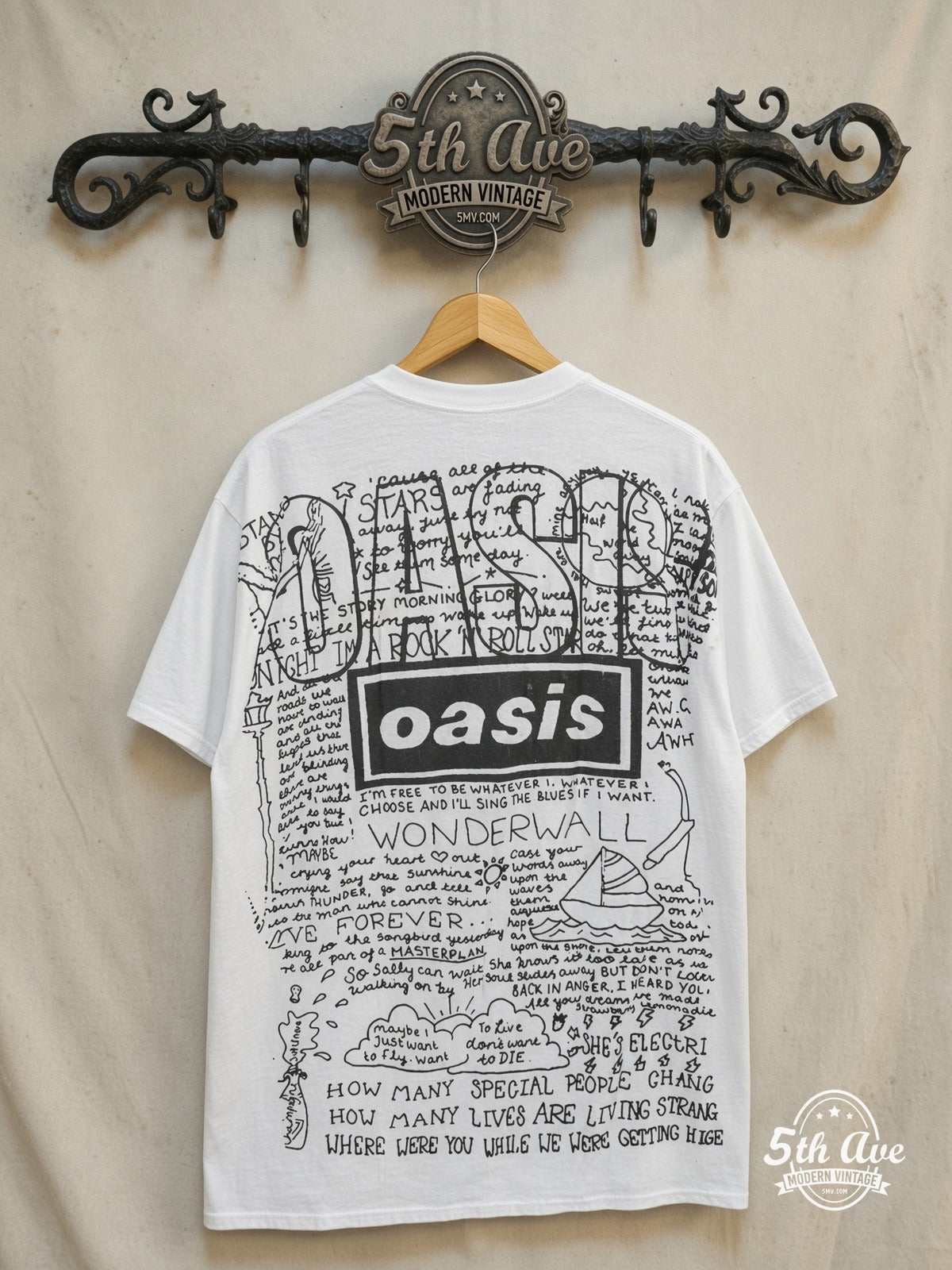 Oasis vintage band t-shirt back on rack