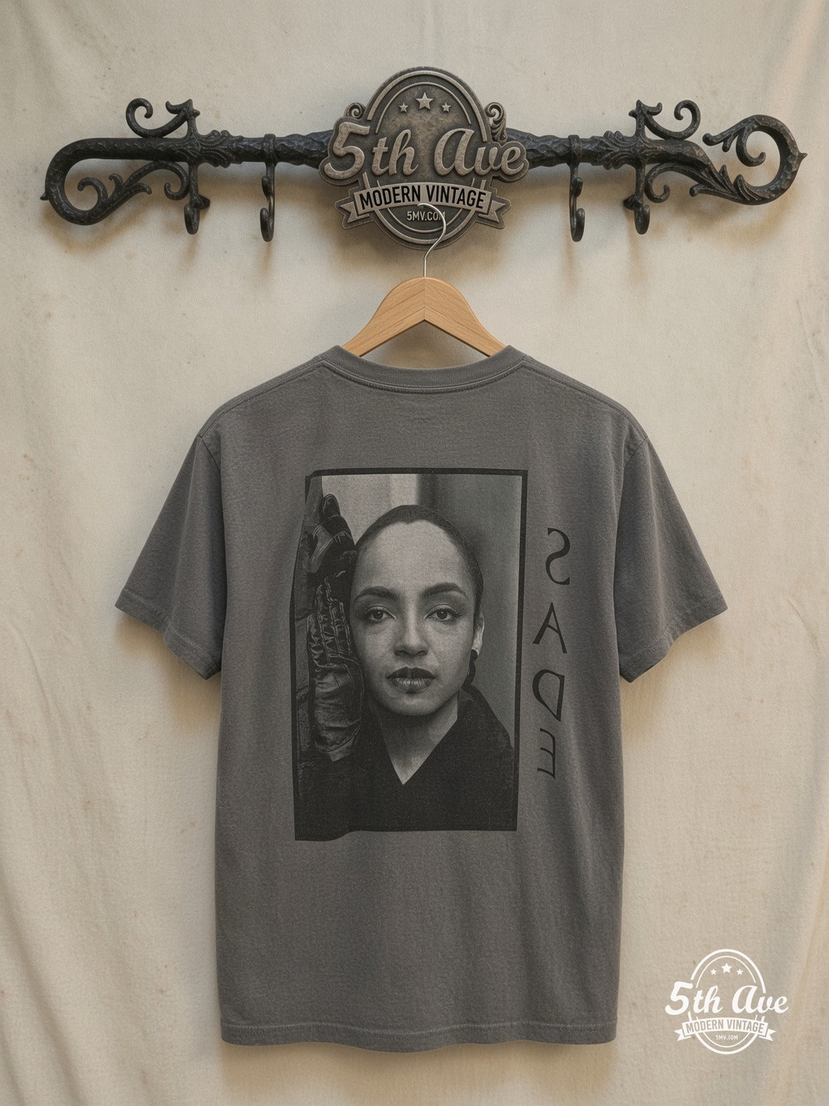 Sade – World Tour 1993 – Vintage Band T-Shirt — back on locked cream ornate 5th Ave rack