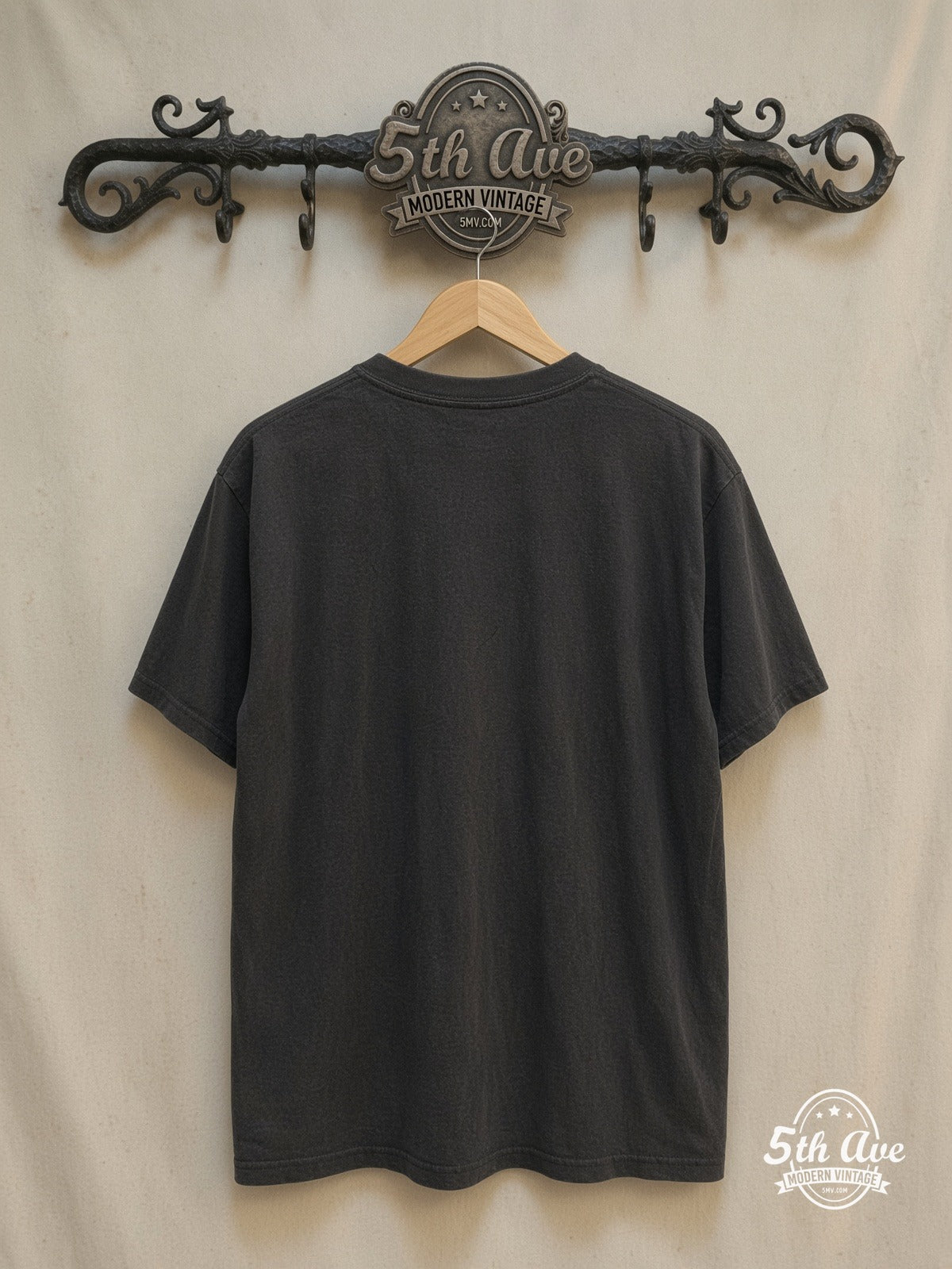 Bon Jovi 100% Cotton New Vintage Band T-Shirt – Vintage Band T-Shirt — back on locked cream ornate 5th Ave rack