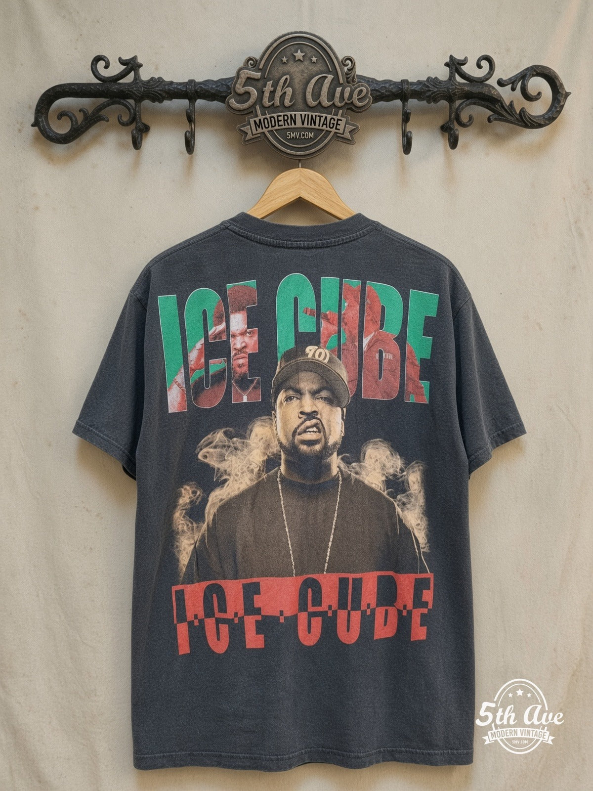 Ice Cube – Vintage Band T-Shirt — back on locked cream ornate 5th Ave rack