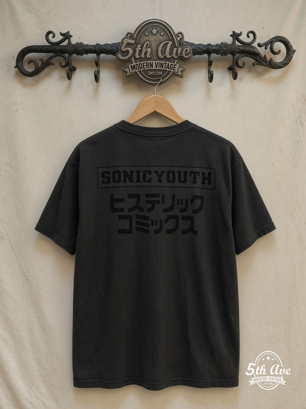 Sonic Youth – Anime Manga – Vintage Band T-Shirt — back on locked cream ornate 5th Ave rack